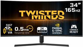 „Twisted Minds“ – „Eclipse Pro“ serijos lenktas 34 colių WQHD žaidimų monitorius su 165 Hz, 0,5 ms VA ir 4K skiriamąja geba.