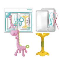 Ange teether 2-piece set, nozzle, giraffe pink, yellow lips, random delivery (silicon clip), 1 set, Korean baby products white