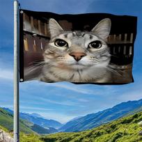 1pc Multi-size Silly Gaze Cat, Outdoor Flag, for Lawn Porch Decor, Outdoor Use, Fun Design, Decorative Banner, Durable Fabric, Lightweight Flag, Cat D 60x90cm gray