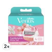 Venus Comfort Glide White Tee Women's Razor Blades, 4-Pack, 2-Piece blue