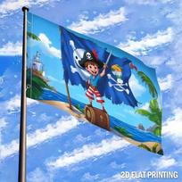 2D Printed Garden Flag, Pirate Treasure Island Theme - Vibrant Outdoor/Indoor Polyester Banner, Featuring Animated Pirate Ships And Skull Design, Dura 60x90cm blue