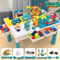 Daugiafunkcionalus didelių kaladėlių stalas vaikams: Edukacinis žaislas berniukams, mergaitėms ir kūdikiams Multifunctional Building Blocks