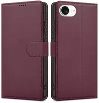 Dėklas Fancy Wallet Samsung A175 A17 4G/A176 A17 5G/A185 A18 4G/A186 A18 5G tamsiai raudonas