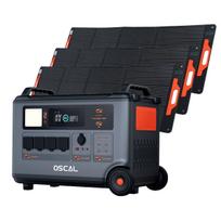 Oscal Nešiojama elektrinė PoweMax3600 LiFePO4 Saulės generatorius 3600W Išėjimas 2200W Itin greitas įkrovimas with 3*PM200 Pro juoda
