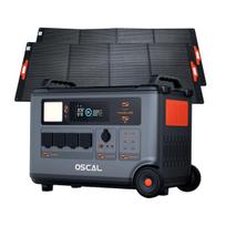 Oscal Nešiojama elektrinė PoweMax3600 LiFePO4 Saulės generatorius 3600W Išėjimas 2200W Itin greitas įkrovimas with 2*PM400 Pro juoda