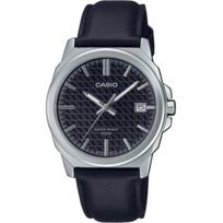 CASIO kvarcinis mechanizmas natūralios odos dirželis Laikrodis Unisex Juodas ciferblatas MTP-E720L-1AV Black Dial gray