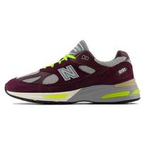 Patta x New Balance 991v2 Pagaminta Anglijoje Marinuota burokėlių spalvos Unisex sportbačiai Raudonos ir saugos geltonos spalvos Vyno ragavimo U991PD2 43 black