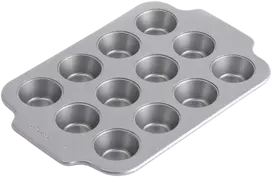 KitchenAid - Metalinės kepimo formos, mini apvalios kepimo formos, 12 vnt. - sidabrinės