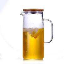 Borosilicate Glass Water Pitcher Set with Bamboo Lids gray