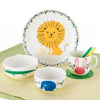 ZEN Jungle Animals Kiddy Baby Dinnerware Set, Mixed Colors, Air + Treat + Plate + Mug, Popular Korean parenting items yellow