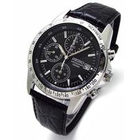 Chronograph wristwatch genuine leather belt set domestic Seiko official distribution product black SND367P1 gray