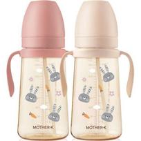 Mother K Basic PPSU Rabbit Straight Straw Cup 2-piece Set 300ml, Blossom, Cream, 1 set white