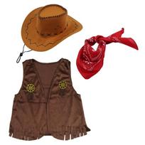 Western Cowboy Costume for Kids Cowboy Hat Vest Bandana Set Halloween Fancy Dress Accessories Western Outfits Gifts 150 brown