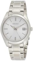 SEIKO Quartz Watch SUR307P1, Sunray Silver Dial, LumiBrite Hands, Stainless Steel Case, 100m Water Resistant, Men's white