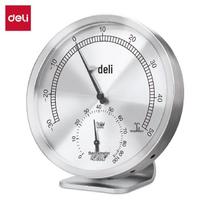 Deli 8847 Indoor Thermometer Hygrometer sidabras
