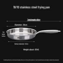 Zhishi 18-10 Stainless Steel 3-Layer Frying Pan gray