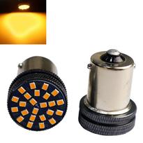 S25 Vieno Lemputės LED P21W BA15S 1156 G18 Itin Ryškus 24 Eilių SMD Automobilis S25 P21W Pin angle geltona