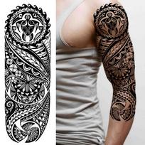 Indijos maorių totemo laikinos tatuiruotės vyrams, moterims suaugusiems, juodos kaukolės genties tatuiruotės lipdukas, rankovė, netikras, vandeniui atsparus tatuiruotės Dacel