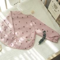 Kungs Kungs baby food bib waterproof long sleeve water repellent breathable long sleeve bib, long sleeve pink cherry, 1 piece, 1 piece gray