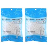 Baltas vienkartinis išmanaus maišelio tipo dantų siūlas 8,5 x 2,5 cm G7179, 100 vnt., 2 vnt. white