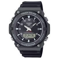 CASIO G SHOCK 100m Water Resistant Solar Quartz Movement Resin Strap Watch Men's Watches Black Dial AQS820W-1AV Black Dial gray
