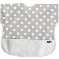 Pli? color matching waterproof short-sleeved bib, 1 piece, gray dots white