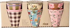 Rice - Melamine Cups with Bon Vivant Prints - Medium - 250 ml