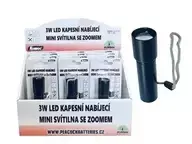 Konnoc S-159 3W LED MINI kovová USB nabíjecí svítilna ZOOM