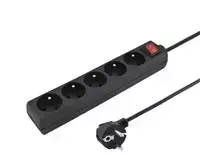 Konnoc DX-5FS 3m penkių lizdų maitinimo juosta su jungikliu JUODA