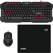 Sven Gaming combo klaviatūra+pelė+pad GS-9200 (114 keys,, 8 add. keys, 800-2400DPI, 5+1keys)
