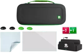 iMP Tech - Protect and Charge Pack with Case, Charge Dock, Tempered Glass Screen Protector and 4 Thumb Grips - Juodas