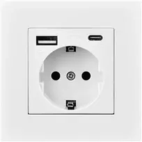 Plastrol Vienvietė kištukinė rozetė 2p+įž. su USB-A+C schuko