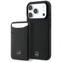 Dėklas Mercedes Grill Pattern and Card Wallet Leather MagSafe, skirtas iPhone 18 Pro Max / 17 Pro Max, juodas