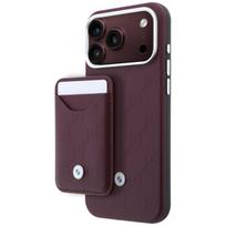 BMW dygsniuoto rašto metalinio logotipo dėklas + piniginės rinkinys, skirtas iPhone 18 Pro Max / 17 Pro Max, bordo spalvos
