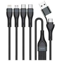 USB-C/USB-A laidas 4smarts 4in1 1.2m juodas
