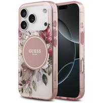 Dėklas Guess IML Flower & Tonal Circle MagSafe, skirtas iPhone 18 Pro / 17 Pro, rožinis