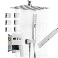 Lietaus dušo sistema voniai FS10283-CP-G, chromuota, 254 mm galva, 6 kūno purkštukai