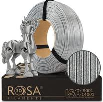 3D plastikas PLA blizgantis sidabrinis (Galaxy Briliant Silver) 1.75mm 1kg refill pakuotė Rosa3D