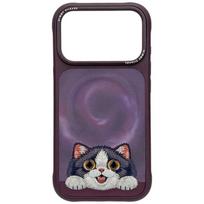 Case Nimmy Big Eyed Lying Cream Cat MagSafe for    iPhone 18 Pro Max / 17 Pro Max purple