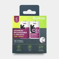 Uniross USB-C C/HR14 Įkraunamos Ličio Jonų Baterijos 3000mAh, 2 vnt. pakuotė