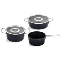 Fissler Adamant puodų komplektas, 3 dalys: 20 cm puodas, 24 cm troškintuvas ir 18 cm kaušelis, su stikliniais dangčiais (156-115-03-000/0)