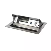 Kindermann CP Standard² VA 4f. Stalo jungčių panelis su 1x Schuko kištukiniu lizdu, 1x USB-A įkrovimo prievadu, VGA, garsu, juodas