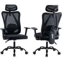MOZOS ERGO-X Ergonominė Biuro Kėdė su Reguliuojama Juosmens Atrama ir Galvos Atlošu, Juoda