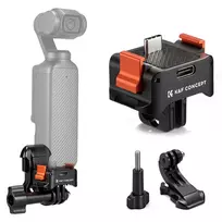 KF Quick Release Adapter su USB-C įkrovimu, skirtas DJI Osmo Pocket 3/4, GoPro laikiklis, 1/4 colio sriegis, juodas