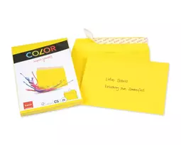 ELCO Color vokas C5 (162 x 229 mm), be langelio, su lipnia juostele, 100 g/m², geltona, 25 vnt. (74618.72)
