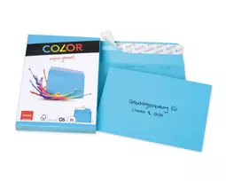 ELCO Color vokas C6 (114 x 162 mm), be langelio, su lipnia juostele, 100 g/m², mėlyna, 25 vnt. (74634.32)