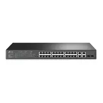 TP-LINK Omada TL-SL2428P V6.6 tinklo jungiklis - 24x 10/100 + 2x kombinuotas Gigabit SFP, PoE+ (250 W), montuojamas į stelažą