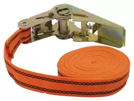 Petex vientisas tempimo diržas su reketu, 5 m x 25 mm, oranžinės spalvos (43192635)