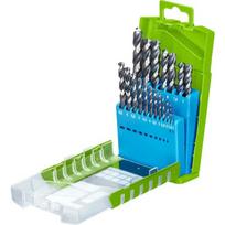 Kwb HSS metalo spiralinių grąžtų rinkinys 49258819, 19 vnt, 1-10 mm, 130°, DIN 338, M2, HI-NOX, Quick Cut, nerūdijančiam plienui