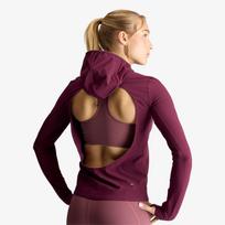 adidas by Stella McCartney Running Hybrid Open-Back Hooded Long Sleeve Maroon - Dydis L (KR6174 Džemperiai)